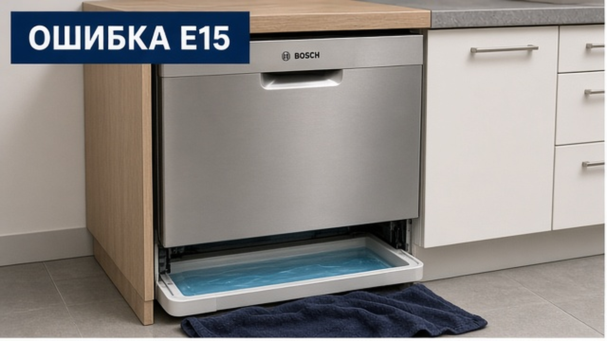 Посудомоечная Bosch ошибка E15, вода в поддоне