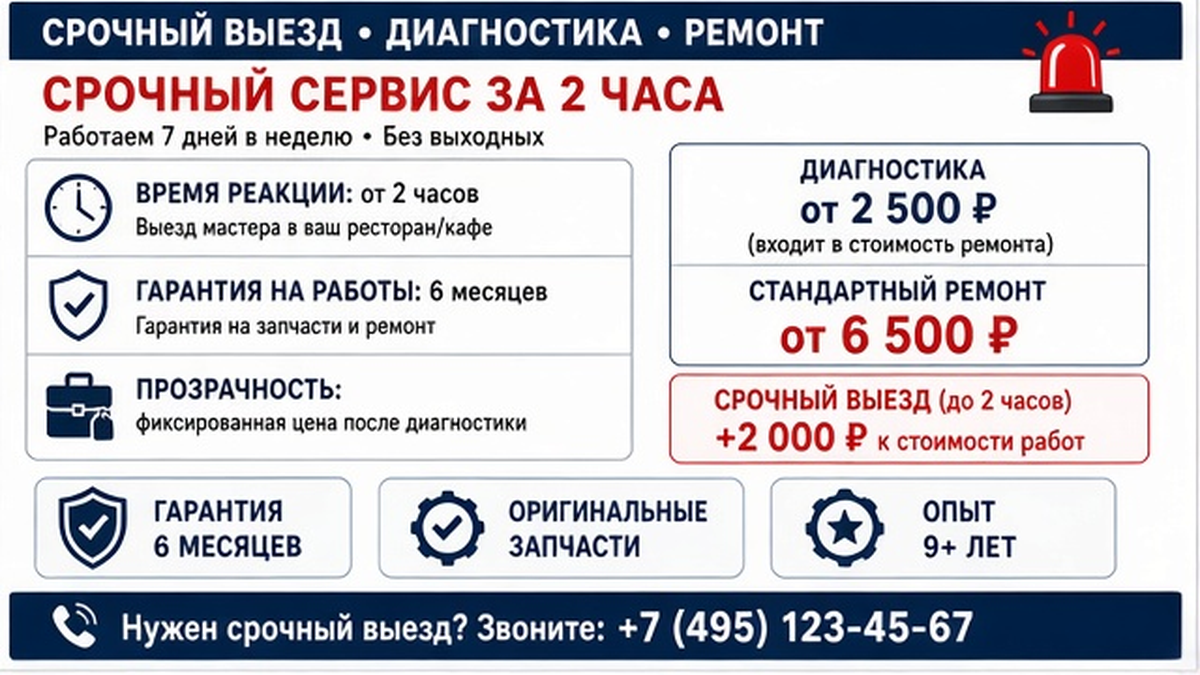 Смета и регламент цен на срочный ремонт ресторанного оборудования в Краснодаре